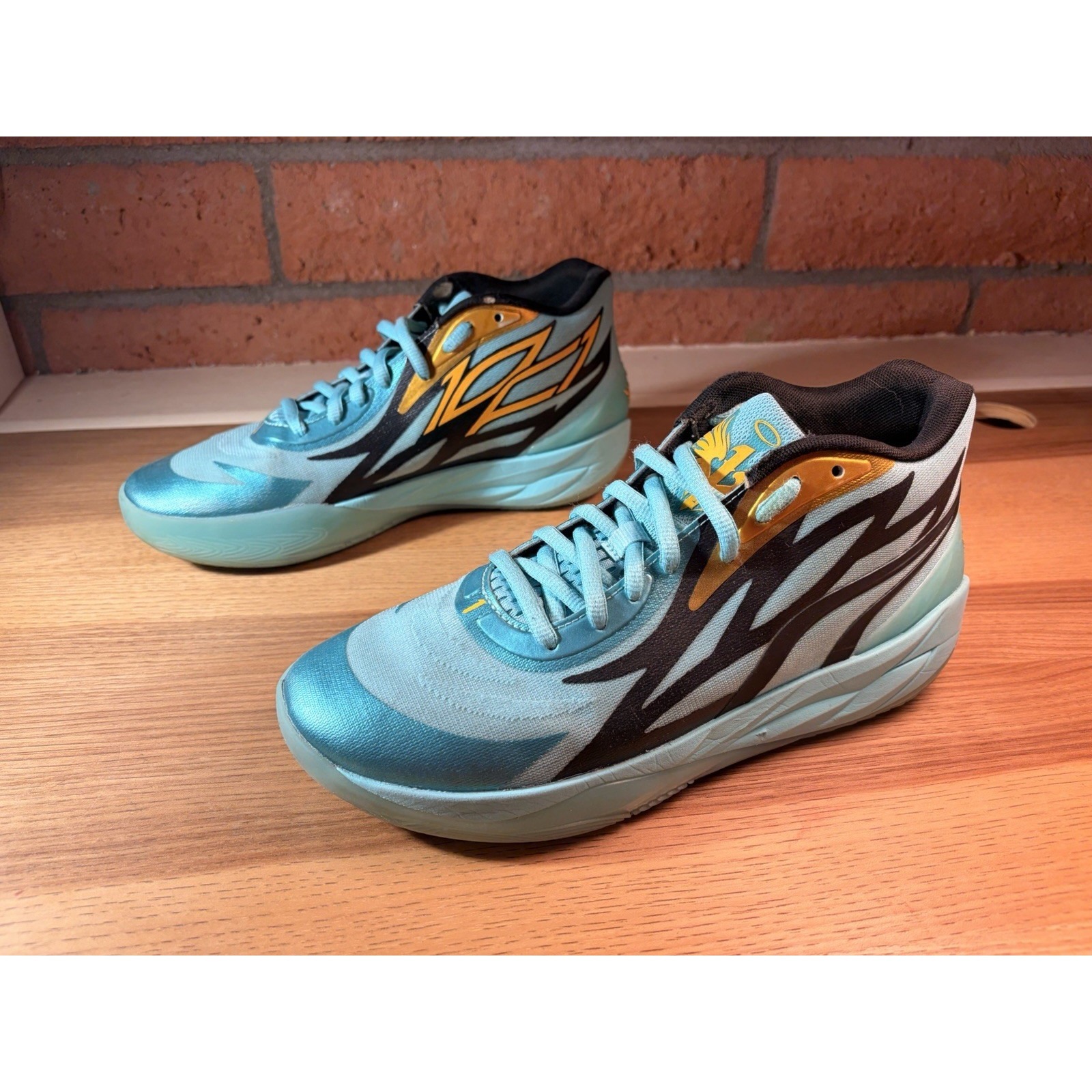 Puma Lamelo Ball Mb.02 Size 9.5 Teal Honeycomb Basketball Shoes Sneakers